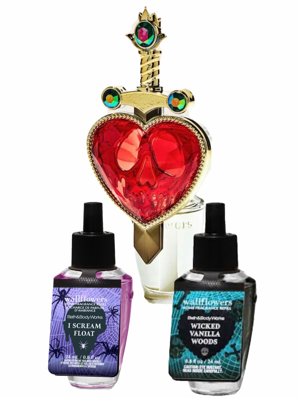 BATH & BODY WORKS 3pc BUNDLE - EVIL QUEEN PIERCED HEART WALLFLOWER PLUG